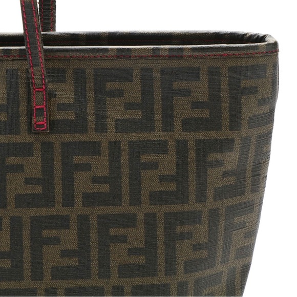Fendi Zucca Roll Shopper tote large pink brown zipper closure - Picture 4 of 16